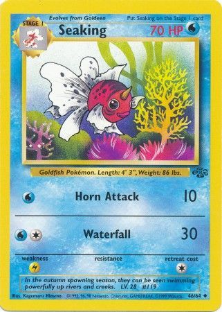 Pokemon Card Jungle Set Unlimited 46/64 Seaking Uncommon NEAR MINT