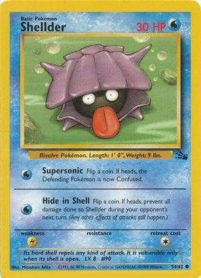 Pokemon Card Fossil Set Unlimited 54/62 Shellder Common PLAYED