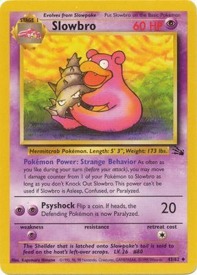Pokemon Card Fossil Set Unlimited 43/62 Slowbro Uncommon PLAYED