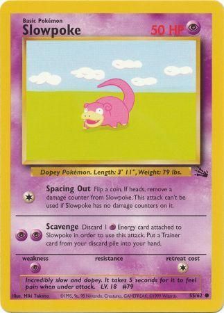 Pokemon Card Fossil Set Unlimited 55/62 Slowpoke Common NEAR MINT