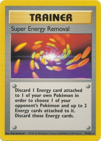 Pokemon Card Base Set Unlimited 79/102 Super Energy Removal Trainer Rare PLAYED