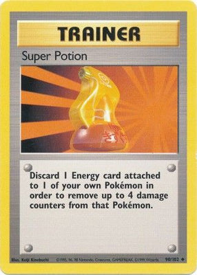 <transcy>Pokemon Card Base Set Ubegrænset 90/102 Super Potion Trainer Ikke almindelig SPILT</transcy>