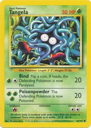 Pokemon Card Base Set Unlimited 66/102 Tangela Common PLAYED