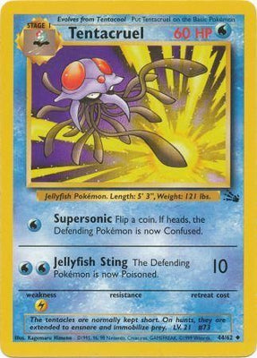 Pokemon Card Fossil Set Unlimited 44/62 Tentacruel Uncommon PLAYED