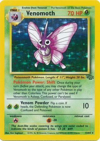 (S) Pokemon Card Jungle Set Unlimited 13/64 Venomoth Holo Rare NEAR MINT