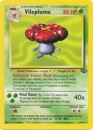 Pokemon Card Jungle Set Unlimited 31/64 Vileplume Rare NEAR MINT