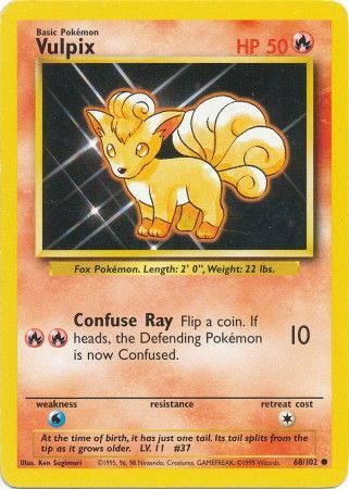 Pokemon Card Base Set Unlimited 68/102 Vulpix Common PLAYED