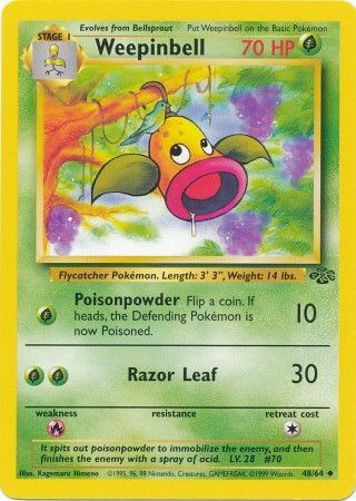 Pokemon Card Jungle Set Unlimited 48/64 Weepinbell Uncommon NEAR MINT