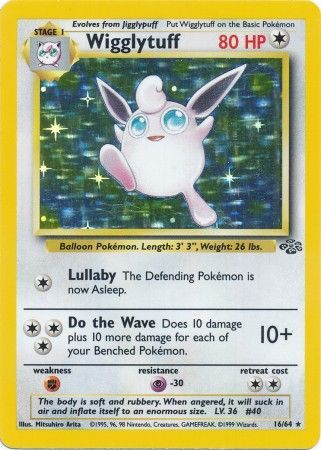 (S) Pokemon Card Jungle Set Unlimited 16/64 Wigglytuff Holo Rare LIGHTLY PLAYED