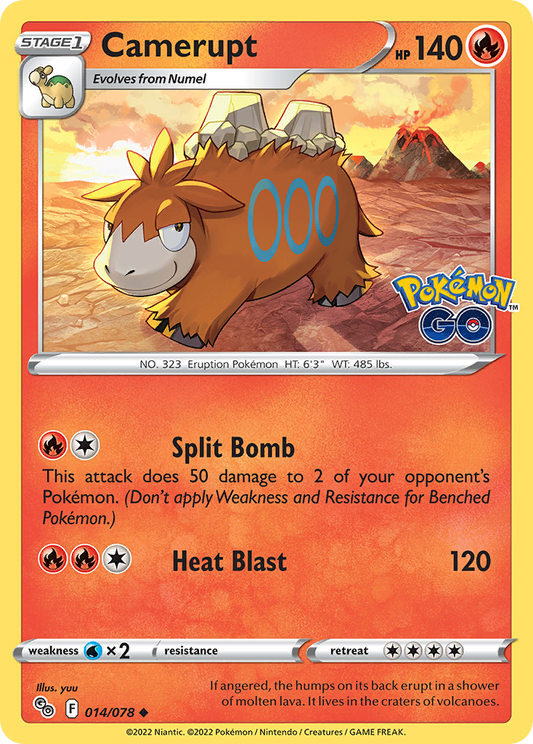 Pokemon Card Pokemon Go 14/78 Camerupt Uncommon *MINT*