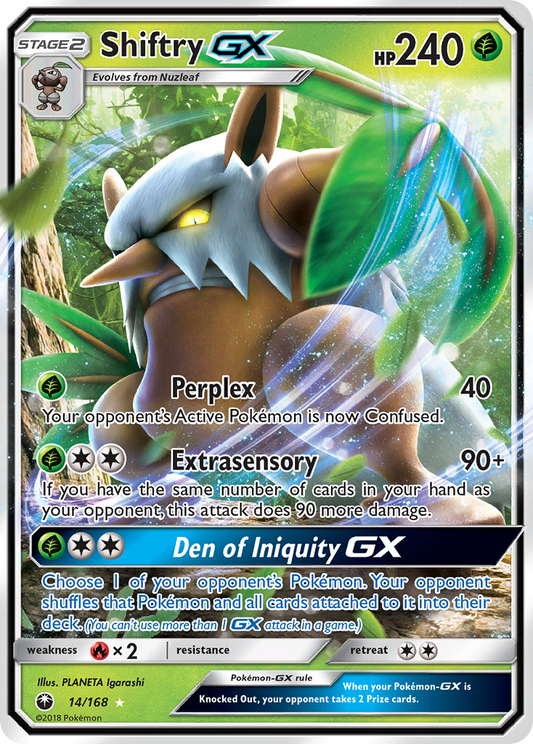 Pokemon Card Celestial Storm  14/168 Shiftry-GX Pokemon Ultra Rare *MINT*