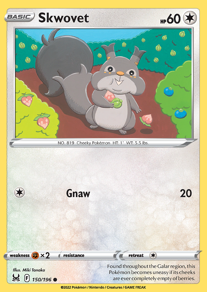 Pokemon Card Lost Origin 150/196 Skwovet Common *MINT*