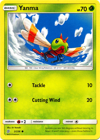 <transcy>Pokemon Card Unified Minds 002/236 2/236 Yanma Common</transcy>