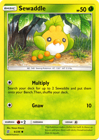 <transcy>Pokemon Card Unified Minds 006/236 6/236 Sewaddle Common</transcy>