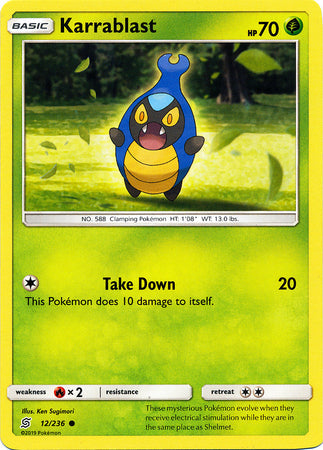 <transcy>Pokemon Card Unified Minds 012/236 12/236 Karrablast Common</transcy>