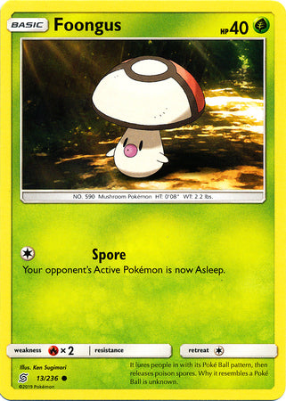 <transcy>Pokemon Card Unified Minds 013/236 13/236 Foongus Common</transcy>