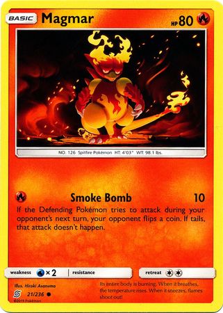 <transcy>Pokemon Card Unified Minds 021/236 21/236 Magmar Common</transcy>