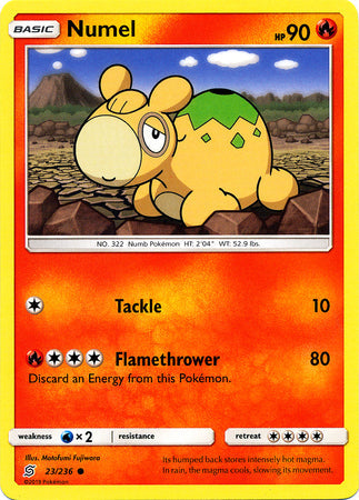 <transcy>Pokemon Card Unified Minds 023/236 23/236 Numel Common</transcy>