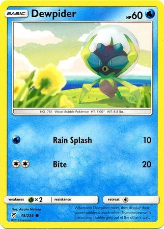 <transcy>Pokemon Card Unified Minds 048/236 48/236 Dewpider Common</transcy>