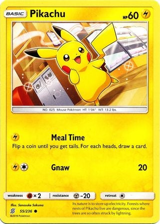 <transcy>Pokemon Card Unified Minds 055/236 55/236 Pikachu Common</transcy>