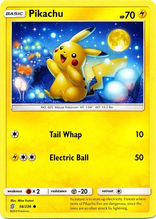 <transcy>Pokemon Card Unified Minds 056/236 56/236 Pikachu Common</transcy>