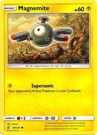 Pokemon Card Unified Minds 058/236 58/236 Magnemite Common