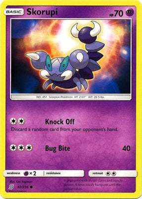 <transcy>Pokemon Card Unified Minds 082/236 82/236 Skorupi Common</transcy>