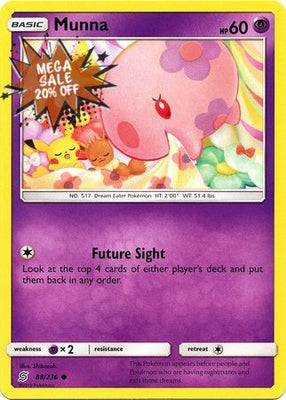 <transcy>Pokemon Card Unified Minds 088/236 88/236 Munna Common</transcy>