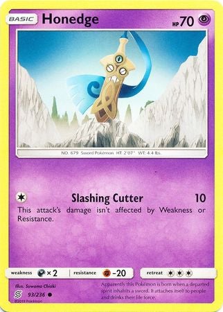 <transcy>Pokemon Card Unified Minds 093/236 93/236 Honedge Common</transcy>