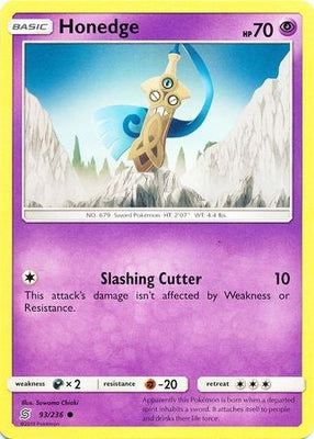 <transcy>Pokemon Card Unified Minds 093/236 93/236 Honedge Common</transcy>