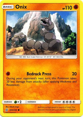 Pokemon Card Unified Minds 103/236 Onix Common