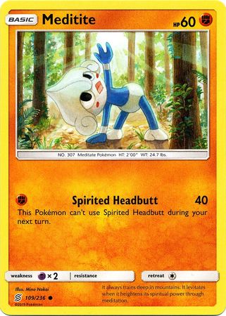 <transcy>Pokemon Card Unified Minds 109/236 Meditite Common</transcy>