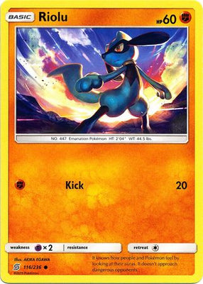 <transcy>Pokemon Card Unified Minds 116/236 Riolu Common</transcy>