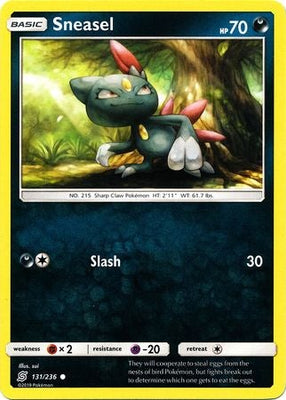 Pokemon Card Unified Minds 131/236 Sneasel Common