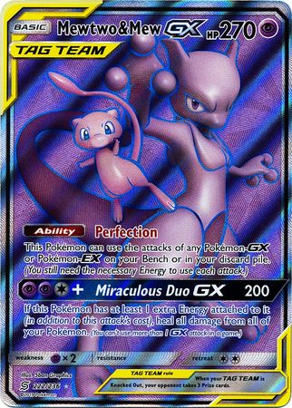 <transcy>Pokemon Card Unified Minds 222/236 Mewtwo &amp; Mew Tag Team GX Volle Kunst</transcy>