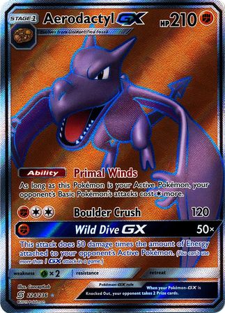 <transcy>Pokemon Card Unified Minds 224/236 Aerodactyl GX Volle Kunst</transcy>