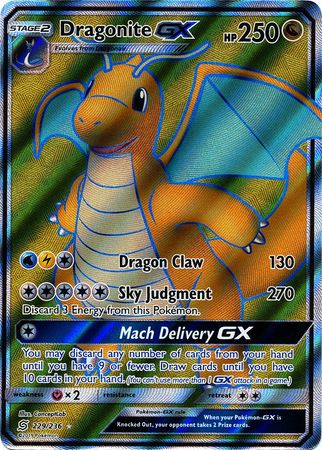 <transcy>Pokemon Card Unified Minds 229/236 Dragonite GX Fuld Art</transcy>