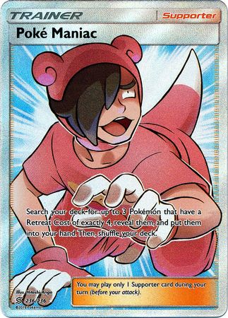 Pokemon Card Unified Minds 236/236 Poke Maniac Supporter Full Art