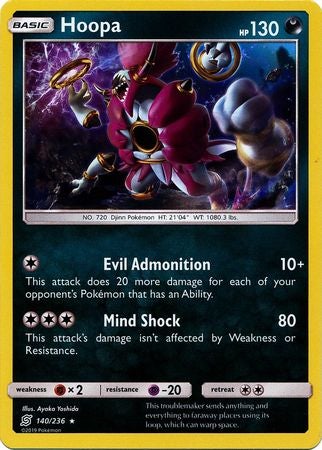 <transcy>Pokemon Card Unified Minds 140/236 Hoopa Holo Selten</transcy>