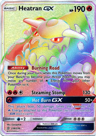 Pokemon Card Unified Minds 238/236 Heatran GX Hyper Rare