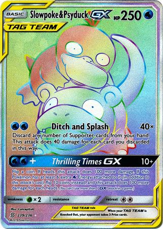 Pokemon Card Unified Minds 239/236 Slowpoke & Psyduck Tag Team GX Hyper Rare