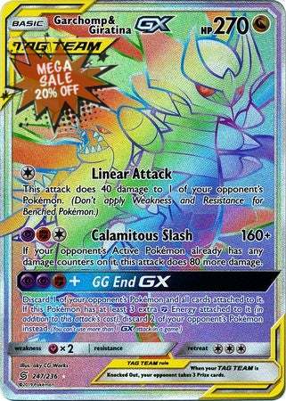 <transcy>بطاقة Pokemon Unified Minds 247/236 Garchomp &amp; Giratina Tag Team GX Hyper Rare</transcy>