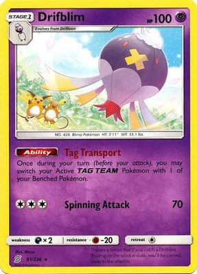 <transcy>Pokemon Card Unified Minds 081/236 81/236 Drifblim Sjælden</transcy>