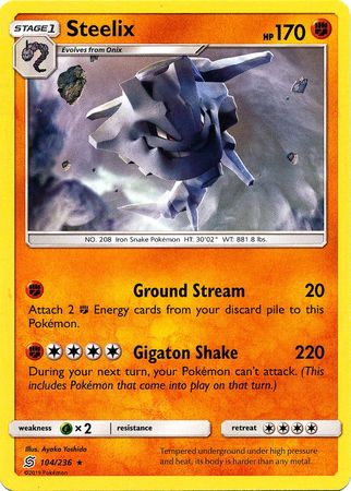 <transcy>Pokemon Card Unified Minds 104/236 Steelix Selten</transcy>