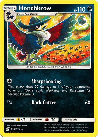 Pokemon Card Unified Minds 130/236 Honchkrow Rare