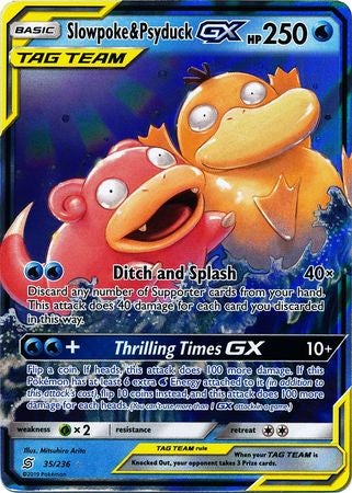 <transcy>Pokemon Card Unified Minds 035/236 35/236 Slowpoke &amp; Psyduck Tag Team GX Ultra Rare</transcy>