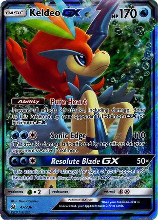 <transcy>Pokemon Card Unified Minds 047/236 47/236 Keldeo GX Ultra Rare</transcy>