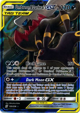 Pokemon Card Unified Minds 125/236 Umbreon & Darkrai Tag Team GX Ultra Rare