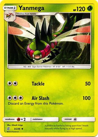 <transcy>Pokemon Card Unified Minds 003/236 3/236 Yanmega Gelegentlich</transcy>