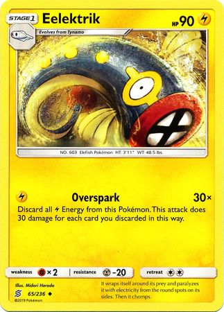 Pokemon Card Unified Minds 065/236 65/236 Eelektrik Uncommon